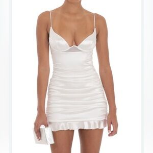 Elegant White Satin Mini Dress